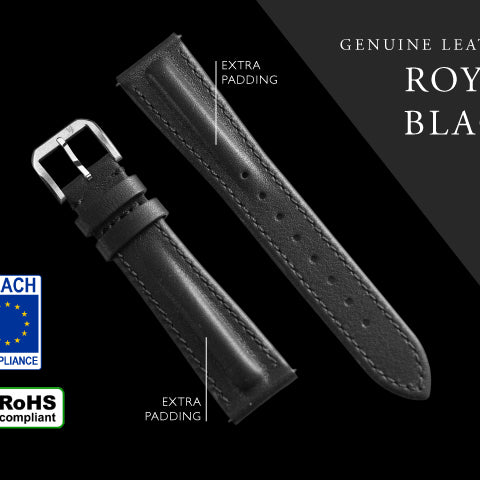 20mm royal black strap with extra padding