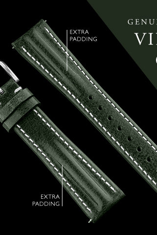 20mm vintage green strap with extra padding