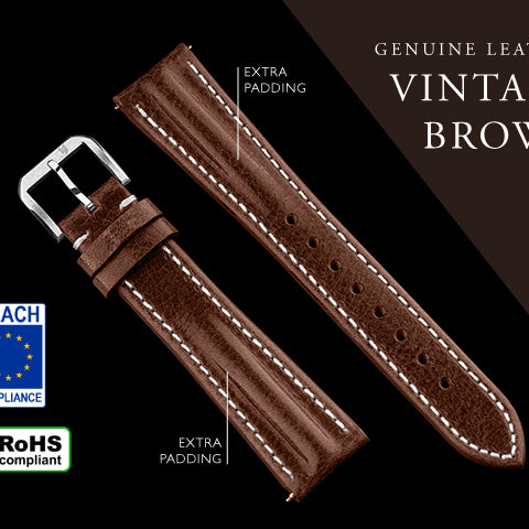 20mm vintage brown strap with extra padding