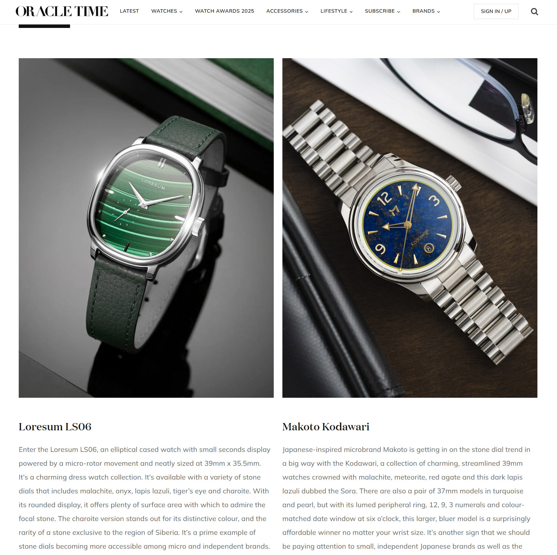 LS06 - Malachite featured by Oracle Time
