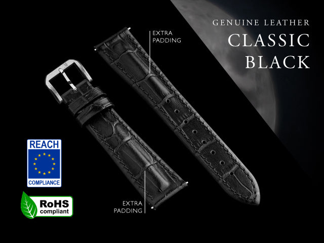 20mm classic black strap with extra padding