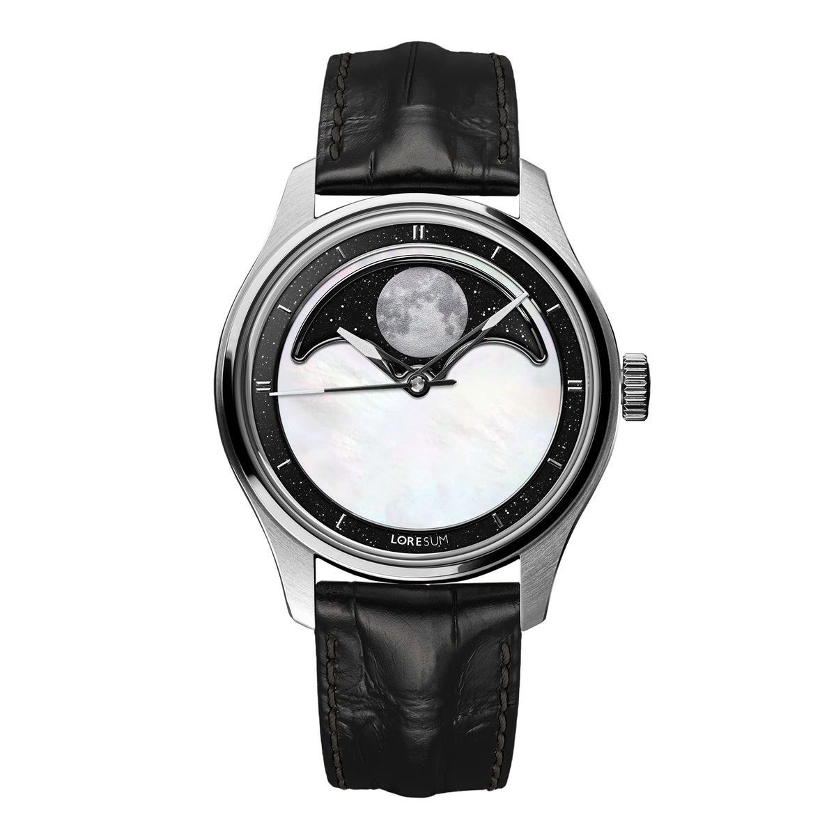 RARE 1993 FOSSIL MOTHER OF PEARL MOON PHASE WATCH PC-9234 Vintage Fossil Quartz Moon Phase Triple Date Chronograph  main image 4